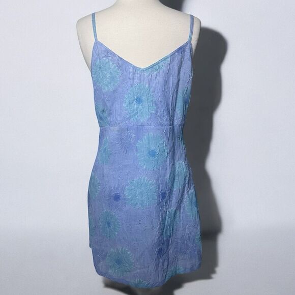 VTG Y2K Funky People Babydoll Mini Dress Size M Blue Phoebe Buffay 90s Clueless - Picture 7 of 14
